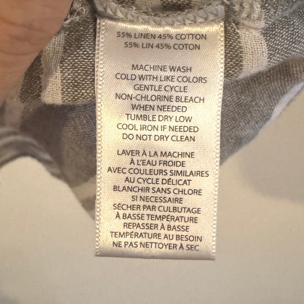 Linen Blend Side Tie Blouse Top M Coastal Summer Vacation Resort boho - Picture 4 of 6
